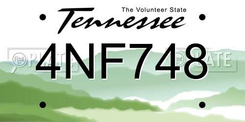 4NF748 Tennessee License Plate