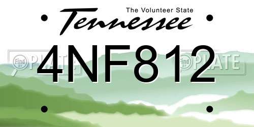 4NF812 Tennessee License Plate