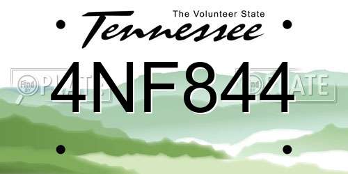 4NF844 Tennessee License Plate