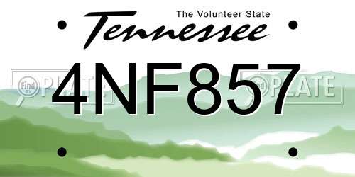 4NF857 Tennessee License Plate