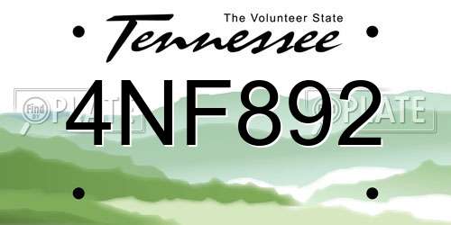 4NF892 Tennessee License Plate