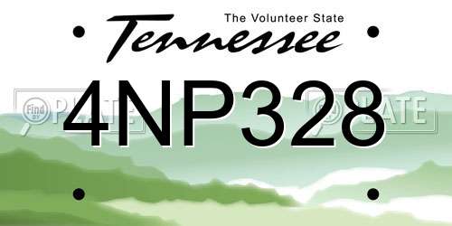 4NP328 Tennessee License Plate