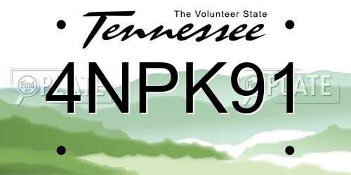 4NPK91 Tennessee License Plate