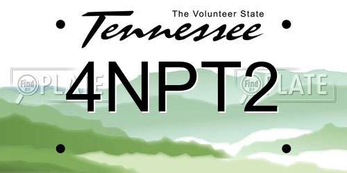 4NPT2 Tennessee License Plate