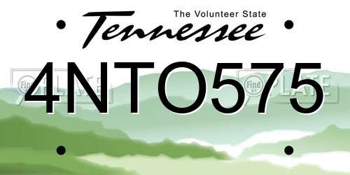 4NTO575 Tennessee License Plate