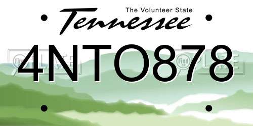 4NTO878 Tennessee License Plate
