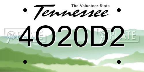 4O20D2 Tennessee License Plate