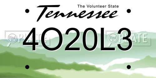 4O20L3 Tennessee License Plate
