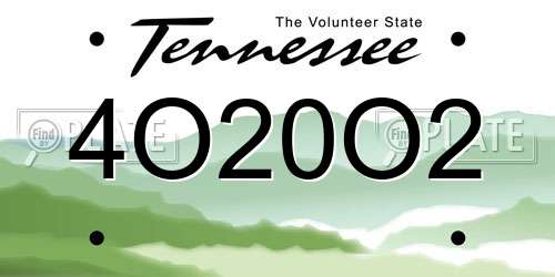 4O20O2 Tennessee License Plate