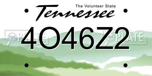 4O46Z2 Tennessee License Plate