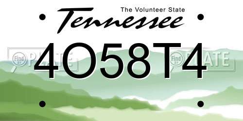 4O58T4 Tennessee License Plate