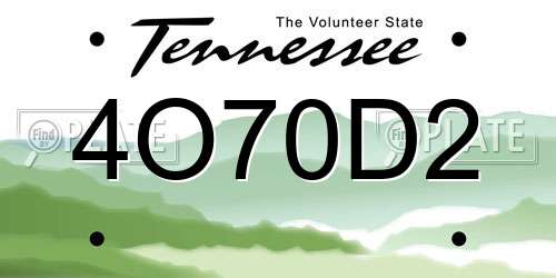 4O70D2 Tennessee License Plate