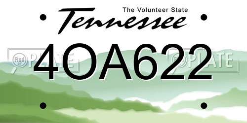 4OA622 Tennessee License Plate