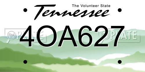 4OA627 Tennessee License Plate