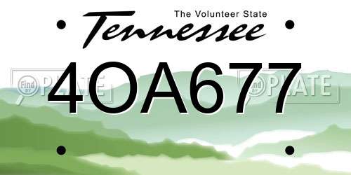 4OA677 Tennessee License Plate
