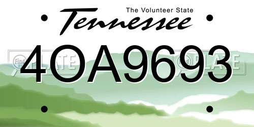 4OA9693 Tennessee License Plate