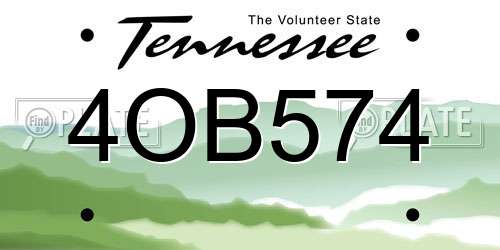 4OB574 Tennessee License Plate