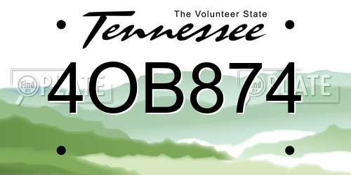 4OB874 Tennessee License Plate