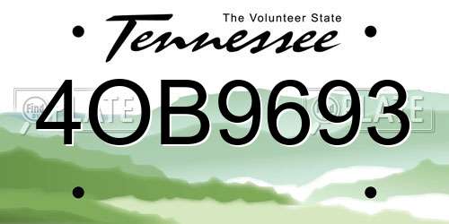 4OB9693 Tennessee License Plate