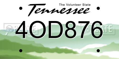 4OD876 Tennessee License Plate
