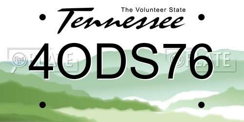 4ODS76 Tennessee License Plate