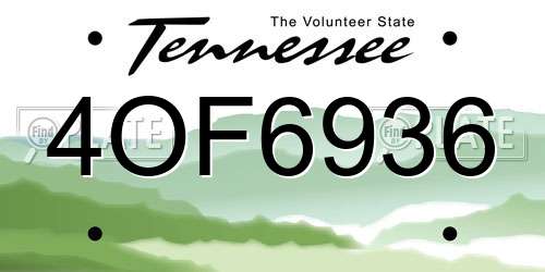 4OF6936 Tennessee License Plate