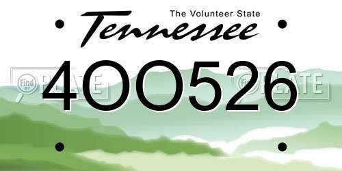 4OO526 Tennessee License Plate