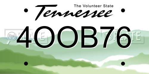 4OOB76 Tennessee License Plate