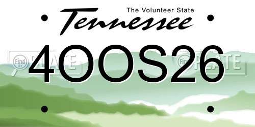 4OOS26 Tennessee License Plate
