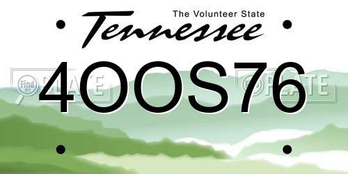 4OOS76 Tennessee License Plate