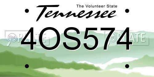 4OS574 Tennessee License Plate