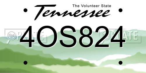 4OS824 Tennessee License Plate