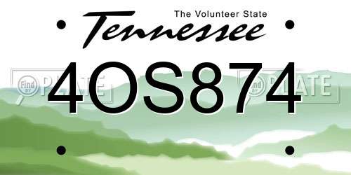 4OS874 Tennessee License Plate