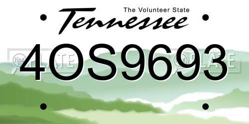 4OS9693 Tennessee License Plate