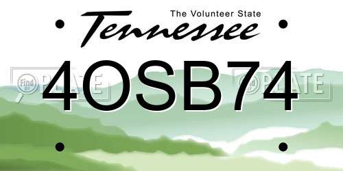 4OSB74 Tennessee License Plate