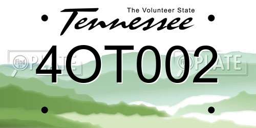 4OT002 Tennessee License Plate