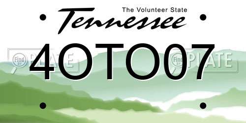 4OTO07 Tennessee License Plate