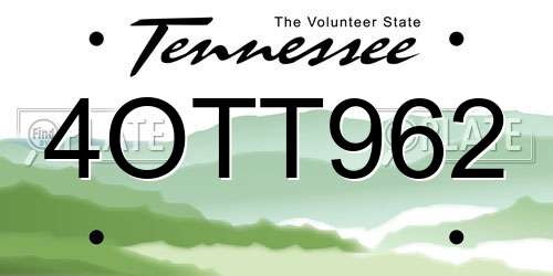 4OTT962 Tennessee License Plate