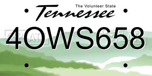 4OWS658 Tennessee License Plate