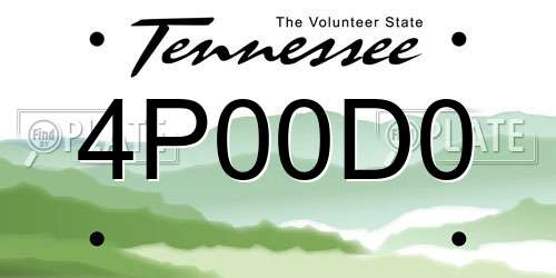 4P00D0 Tennessee License Plate