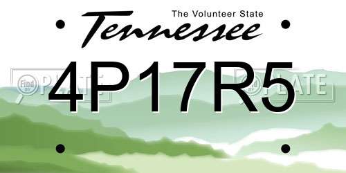 4P17R5 Tennessee License Plate