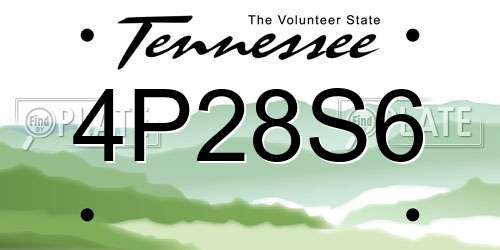 4P28S6 Tennessee License Plate