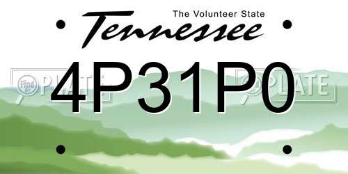 4P31P0 Tennessee License Plate