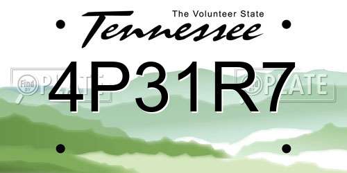 4P31R7 Tennessee License Plate
