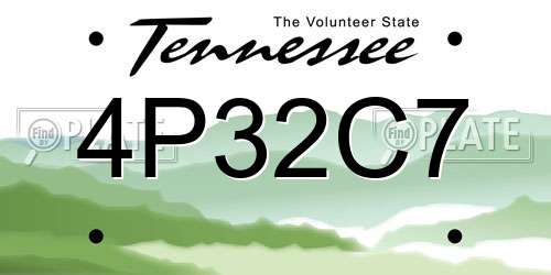 4P32C7 Tennessee License Plate