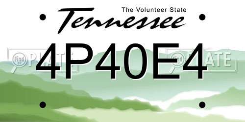 4P40E4 Tennessee License Plate
