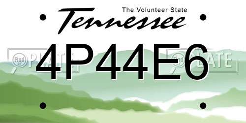 4P44E6 Tennessee License Plate