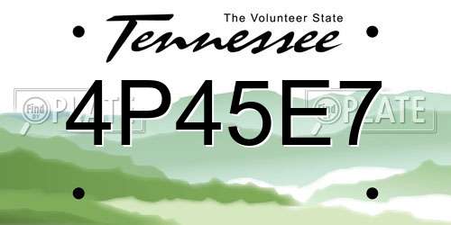 4P45E7 Tennessee License Plate