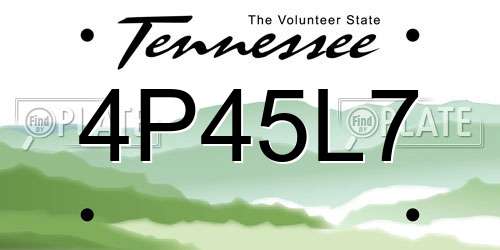 4P45L7 Tennessee License Plate