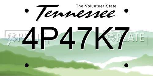 4P47K7 Tennessee License Plate